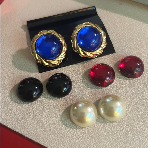 Vintage KJL Kenneth Jay Lane Interchangeable Clip On Earrings - Picture 11 of 15